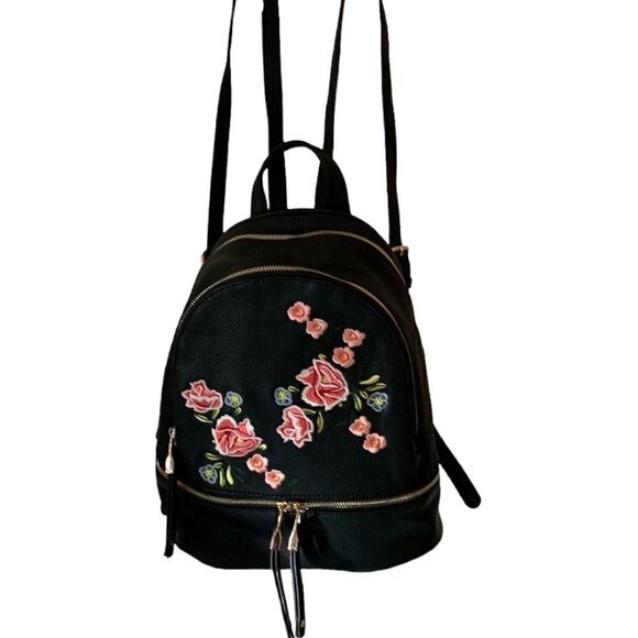 URBAN Expressions Rose Embroidered Vegan Leather Backpack - Picture 3 of 10